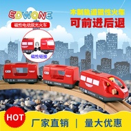 EDWONE Electric Train Set Wooden Track Matching Electric Train Set Magnetic Train Toy