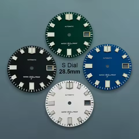 28.5mm S Logo Matte Dive Dial Fit NH35/NH36/4R/7S Japan Movement C3 Green Luminous High Quality Watc