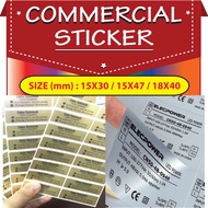 Commercial Sticker / Label Sticker Nama Perbagai Size: Rectangle 15x30 / 15x47 / 18x40mm