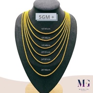 Merlin Goldsmith 22K 916 Gold Hollow Rope Chain HRC-5gm+