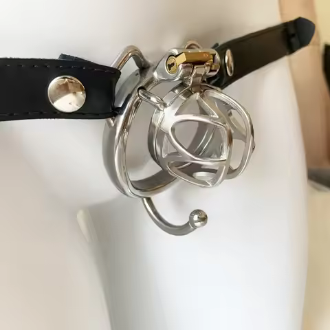 Male Chastity Cage Metal Openwork Hook-Style Feminine Chastity Device CB Lock Urethral Device BDSM A