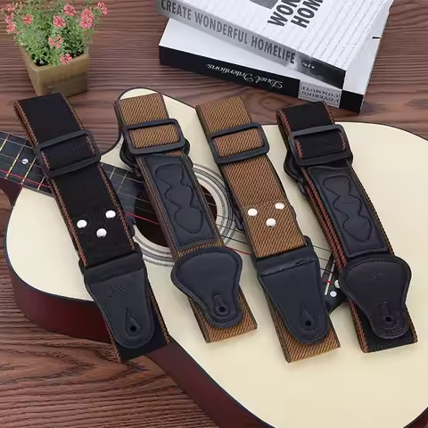Universal Nylon Guitar Strap Cowhide Head Electric Guitar Acoustic Guitar Universal Adjustable Guita