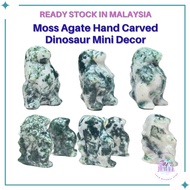Natural Crystal Moss Agate Carved Dinosaur Tree Agate Desktop Decor Holiday Decoration Mini Decor
