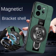 Sheepskin Magnetic Ring Holder Cover For Realme 14 Pro + GT7 Pro Neo7 SE C75 Wireless Charging Leath