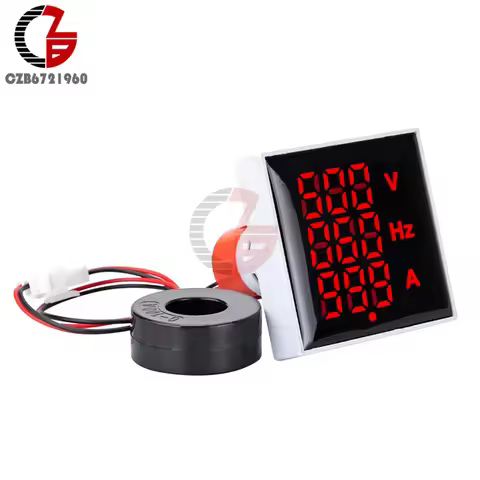 AC 60-500V 0-100A 20-75Hz Mini Voltmeter Ammeter LED Display Voltage Current Meter Tester Frequency 