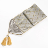 Simple Modern Neoclassical Gray Gold Table Runner Model Room Jacquard Pattern Bed Runner Light Luxur