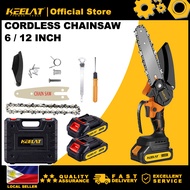 KEELAT KEC004 6’’/12‘’’ Cordless Chainsaw Power Saws with Battery ​Portable Saw for Wood Cutting Lag