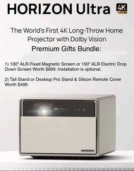 XGIMI Horizon Ultra 4K Projector c/w bundle 100” ALR Magnetic Screen or 100” Electric ALR Screen Worth $599/Tall Stand or Desktop Pro Stand &amp; Silicon Remote Cover (Global Version 1 Year Warranty)