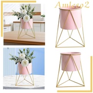 [Amleso2] Plant Holder Stand Flower Pot Round Flower Stand Flower Basket Plant Bucket with Stand for Multiple Plants Home Patio