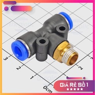 [3 Pieces]- PB6-01 T-Threaded Pneumatic Connector 6mm Tube External Thread 9.7mm, 1/8inch Regular El