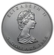 加拿大 1988 楓葉銀幣 1 盎司 首發年份 31.1 克7230