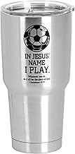 Dicksons SSTUM-143 Soccer Ball In Jesus Name I Play - 1 Corinthians 10:31-8 Inch - 30 Ounce Silver a
