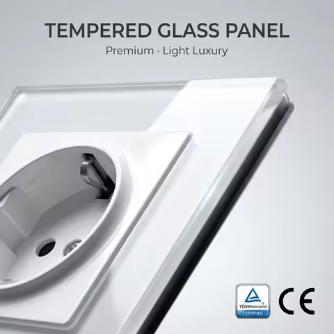 Factory Direct Selling High Quality EU Standard 10 /16Amp Electric Luxury Tempered Glass Light Wall 