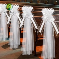 ZILUOLAN 4Pcs Chair Aisle Decor, Church Aisle Decor White Church Wedding Pew Bows,  Ceremony with Lo