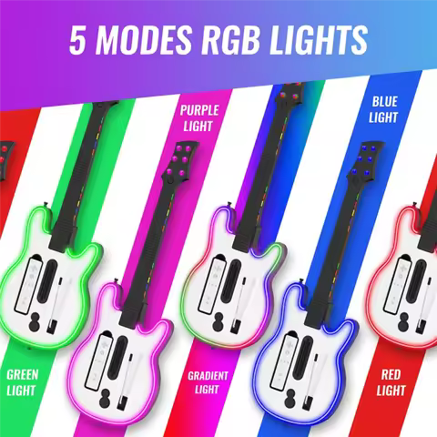 AA87 Guitar Gamepad For Wii Wireless Guitar Controller RGB Gaming Controller For Wii Guitar Hero Roc