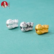 S999 Pure Silver Three-in-One Zodiac Snake Dragon Boat Transfer Beads Sterling Silver Benming Year O