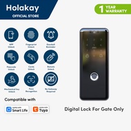 Tuya Smart Face Recognition/Fingerprint/Passcode/Mechanical Key/Door Card/App Unlocked Digital Double-Sided Fingerprint HDB Iron Grill Gate Lock