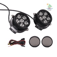 6LED Motorcycle Spotlights Universal Led Auxiliary Lights with Waterproof Switch,6000K 6000LM High Low Beam Spot Lamp Led Headlights for Motorbike Bike ATV CAR