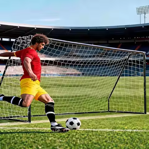 6-12 Ft Soccer Rebounder Net Goal & Soccer Goals, Iron Frame with PE Net, Includes 4 U-Shaped Ground