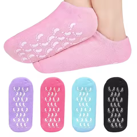 1 pair Reusable SPA Gel Socks Moisturizing Whitening Exfoliating Velvet Smooth Beauty Foot Care Sili