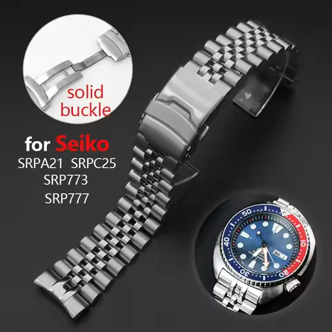 Curved End Wristband for Seiko SRPA21 SRP777 SRPC25 SRP773 Stainless Steel Bracelet Solid Metal Buck