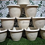 🟥MURAH🟥 PASU BUNGA PLASTIK PUTIH BESAR 20x16cm