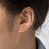 2pcs Minimalist Round Cubic Zirconia 3.0mm G-Shaped 925 Sterling Silver Hoop Earrings For Women