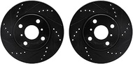 Dynamic Friction Company Front Brake Rotors-Drilled and Slotted-Black 8002-76023