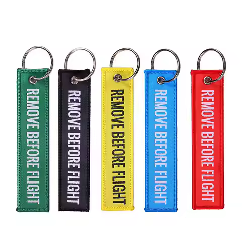 1 Piece Remove Before Flight Woven Key Ring Luggage Tag Label Red Chain Keychain For Aviation Gifts 