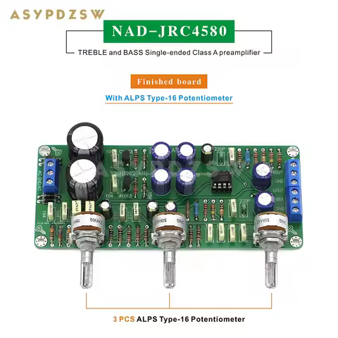 NAD-JRC4580 TREBLE and BASS Single-ended Class A preamplifier Base on NAD circuit PCB/DIY Kit/Finish