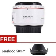 PUTIH Yongnuo 50mm F1.8 Mark II Lens White Plus 58mm Lenshood