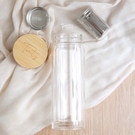 Tea/ Fruit Infuser Bottle Double Wall Glass/ Glass Drinking Bottle/ Tea Bottle Infuser Bottle Bamboo