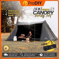 MOUNTAINHIKER Luxury Black Camping Tent Hiking 5-8 Person Outdoor Shelter Door Curtain Silver Coated