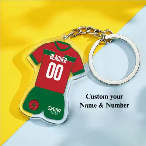 Custom Morocco Soccer Jersey Acrylic Keychain Customized Jersey Photo Name Number Jewelry Personaliz