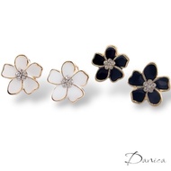 Clip Earrings Korean Sweet Five-Petal Flower Rhinestone Clip-On K92422 Danica Jewelry
