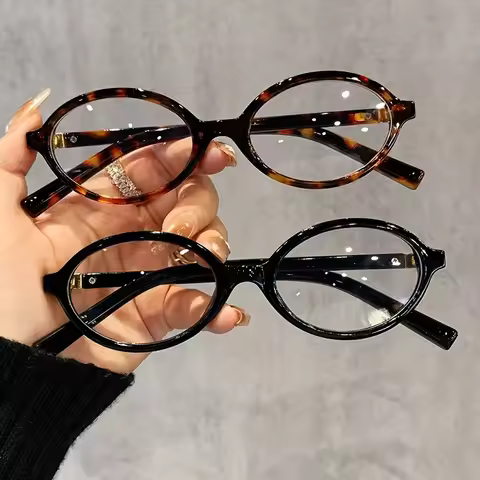 3 Pairs of Oval Shaped Fashionable Men's and Women's Universal Eyeglass Frames Decorated with Trendy