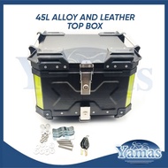Motorcycle 45 Liters Alloy and Leather Rear Top Box