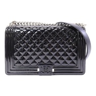 CHANEL 漆皮皮革Boy 28手挽肩背兩用袋