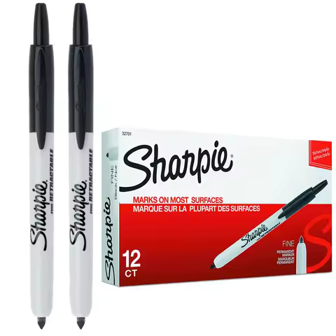 12pcs Sharpie Retractable Permanent Marker Oil Ultra Fine Point 0.5mm 1mm Colored Paint Pen Painting