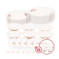 DINEXE - 30pcs Wavy Cherry Bloom Opal Glass Dinnerware Set