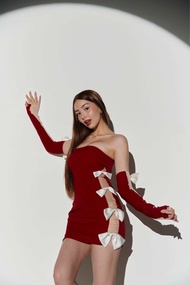 CURVF Belle Dress with Arm Sleeves รวมปลอกแขน โบว์ถอดได้