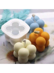 1入球體3D立方蠟燭模具，香薰立方蠟DIY蠟燭製作矽膠模具，適用於樹脂迷你聖誕慕斯蛋糕模具