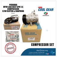 DENSO MYVI LAGI BEST 6PK 1.5 COMPRESSOR C/W CLUTCH&SNAPRING (ORG) 0050 + 0120 / 0050 + 9390