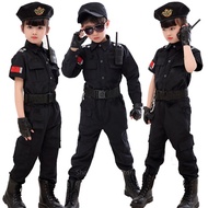 Traffic Special Police Halloween Carnival Party Performance Policemen Uniform Kids Army Boys Cosplay