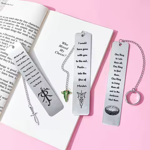 The Lord of the Rings: Text bookmark, ring pendant, reading accessories for fantasy novel reader, of
