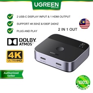 UGREEN USB-C HDMI Switch 2 in 1 out Display Screen Switcher 4K 60Hz HDR HDCP iPhone 16 MacBook PS5 M