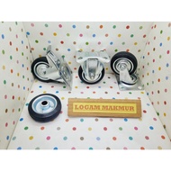 1 PC - 3" RUBBER WHEELS LIVE WHEELS ON BRAKES FOR DISPLAYING CARTS, TROLLEYS, TABLES (THICK PLATES)