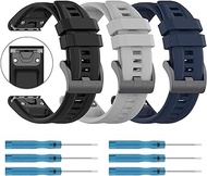 Replacement Strap Compatible with Garmin Fenix 6 Band, T Tersely 3 Pack Quickfit 22mm Sport Bands for Fenix 7,Watch Band Strap for Fenix 5, For Garmin Watch Band Replacement
