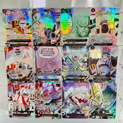 One Piece 12 Cards Set Luffy Zoro Sanji Buggy Holographic Texture Perfect Condition DIY Premium Anim