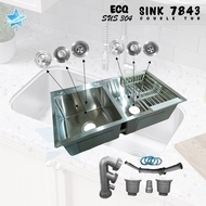 The Stars 7843 78x43x20cm High Quality Durable Stainless Steel Double Tub Kitchen Sink (ECQ7843 SUS3